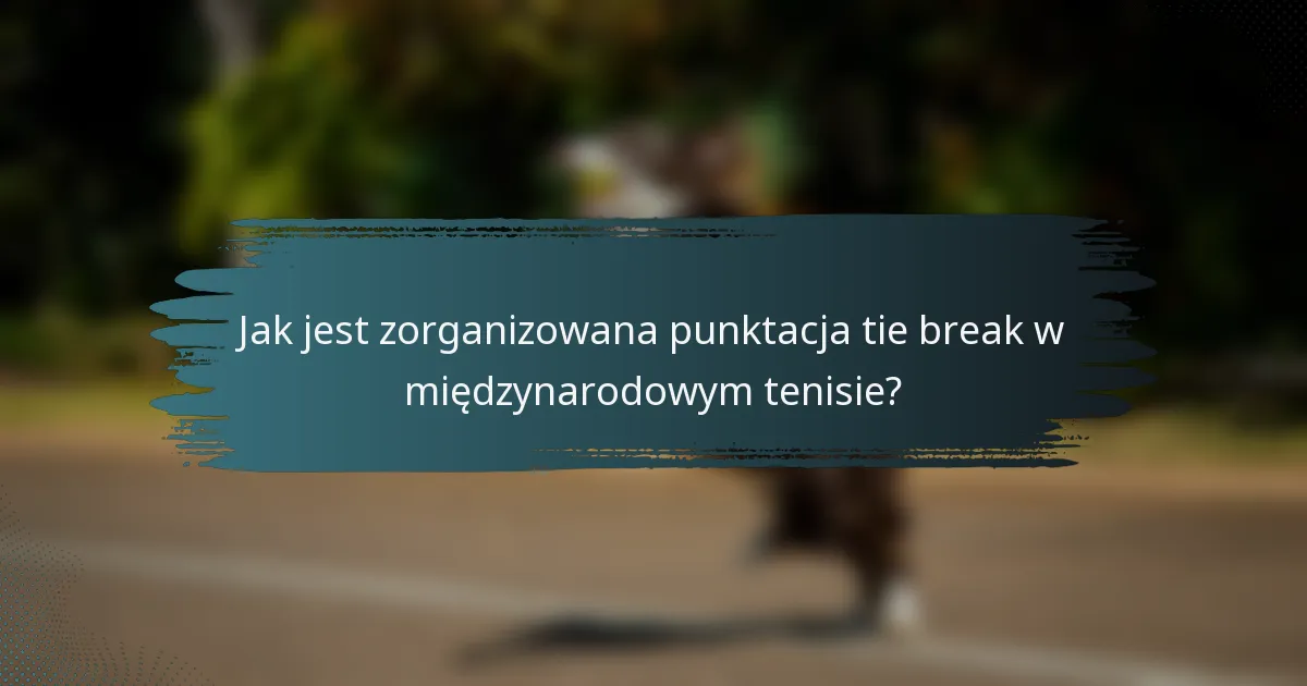 Jak jest zorganizowana punktacja tie break w międzynarodowym tenisie?