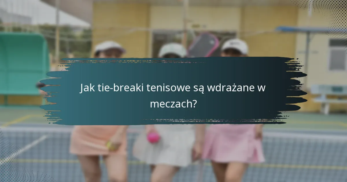 Jak tie-breaki tenisowe są wdrażane w meczach?