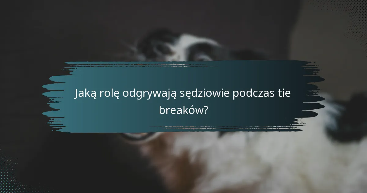 Jaką rolę odgrywają sędziowie podczas tie breaków?